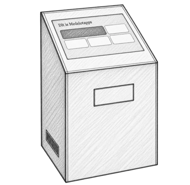 Station in the optional custom lectern, screen set into a sloped top